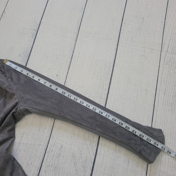 KUT from the Kloth Faux Suede Jacket Womens L Gray Peplum Zip KJ23301 - Picture 6 of 8